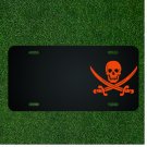 Custom Personalized License Plate With Add Names To Orange Skull Pirate Swords