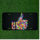 Custom Personalized License Plate Auto Tag With Colorful Splash Thumbs Up Design