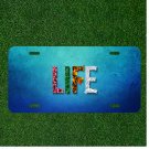 Custom Personalized License Plate Auto Tag With LIFE Design In Flowers