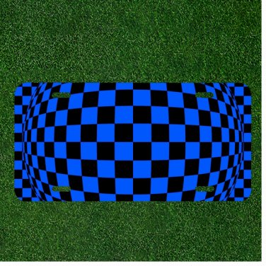 Custom Personalized License Plate Auto Tag With Blue And Black Optical Illusion