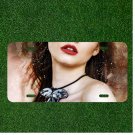 Custom Personalized License Plate Auto Tag With Red Lips Girl With Butterfly