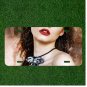 Custom Personalized License Plate Auto Tag With Red Lips Girl With Butterfly