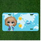 Custom Personalized License Plate Auto Tag With Cartoon Weather Girl Design