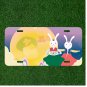 Custom Personalized License Plate Auto Tag With Happy Bunny Rabbits Design