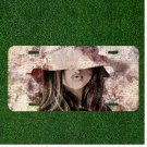 Custom Personalized License Plate Auto Tag With Lady With Hat Design