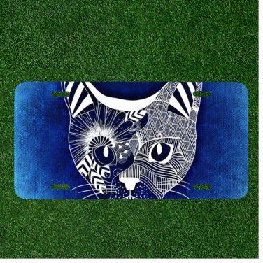 Custom Personalized License Plate Auto Tag With Stunning Cat Art Design
