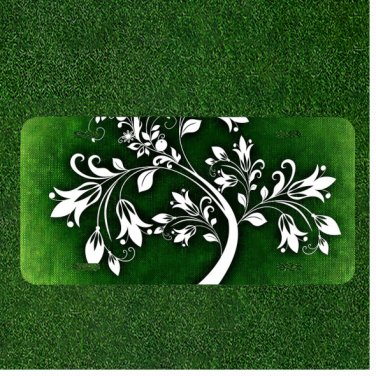 Custom Personalized License Plate Auto Tag With Fancy White Flower Tulips