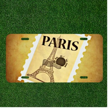 Custom Personalized License Plate Auto Tag With PARIS Eiffel Tower Design