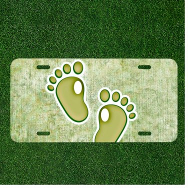 Custom Personalized License Plate Auto Tag With Baby Foot Prints Design