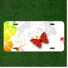Custom Personalized License Plate Auto Tag With Stunning Flowers And Butterfly