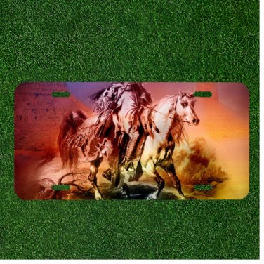 Custom Personalized License Plate Auto Tag With Colorful Background Horses ART
