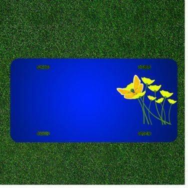 Custom Personalized License Plate With Add Names To Flower Poppy Butterfly
