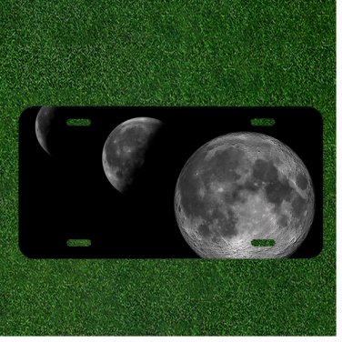 Custom Personalized License Plate Auto Tag With Amazing Moon Space Design
