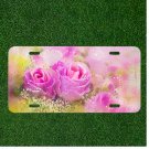 Custom Personalized License Plate Auto Tag With Pink Flowers Design Art