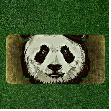 Custom Personalized License Plate Auto Tag With Stunning Panda Bear Design