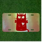 Custom Personalized License Plate Auto Tag With Red Halo Cat With Heart Design