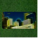 Custom Personalized License Plate Auto Tag With Trippy City Buildings Design