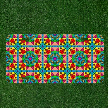 Custom Personalized License Plate Tag With Colorful Wacky Pattern Design NEW