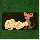 Custom Personalized License Plate Auto Tag With Mouse Eating Cheese Cute Design