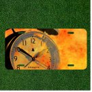 Custom Personalized License Plate Auto Tag With Cool Orange Clock Design Art