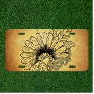 Custom Personalized License Plate Auto Tag With Fancy Flower And Leaves Design