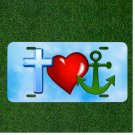 Custom Personalized License Plate Auto Tag With Cross Heart Green Anchor Design