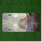 Custom Personalized License Plate Auto Tag With Women Looking At the Moon Design