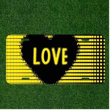 Custom Personalized License Plate Auto Tag With Amazing LOVE in Black And Yellow