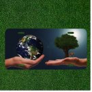 Custom Personalized License Plate Tag With Planet And Tree With Deer In Hands