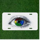 Custom Personalized License Plate Auto Tag With Cool Red Yellow Blue Green Eye