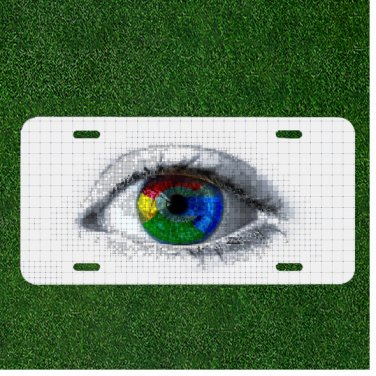 Custom Personalized License Plate Auto Tag With Cool Red Yellow Blue Green Eye