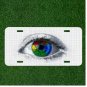 Custom Personalized License Plate Auto Tag With Cool Red Yellow Blue Green Eye