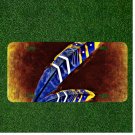 Custom Personalized License Plate Auto Tag With Stunning Blue Feathers Design