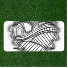 Custom Personalized License Plate Auto Tag With Fancy Heart Sketch Design