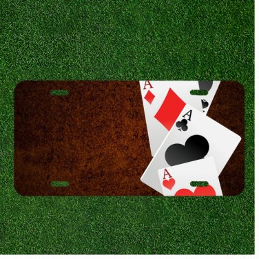 Custom Personalized License Plate Auto Tag With Poker Ace Cards Add Names