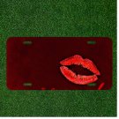 Custom Personalized License Plate Auto Tag With Red Lipstick Kiss Add Names