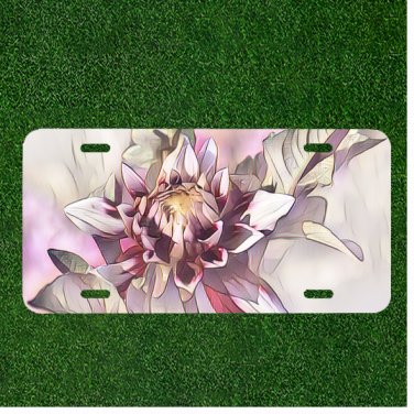 Custom Personalized License Plate Auto Tag With Amazing Flower Drawing Design