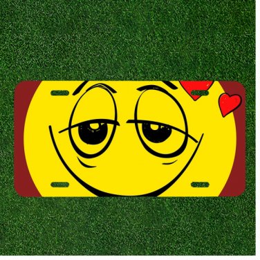 Custom Personalized License Plate Auto Tag With Love Face Emoji Design