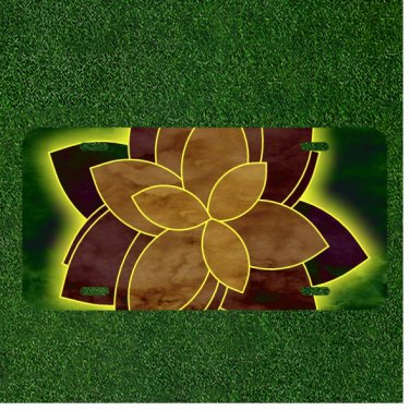 Custom Personalized License Plate Auto Tag With Creative Fancy Flowers Design