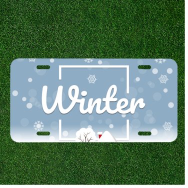 Creative License Plate Auto Tag With WINTER Surrounded By Snow Flakes Design