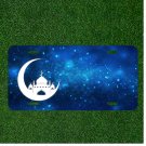 Custom Personalized License Plate Auto Tag With Moon Castle Design Add Names