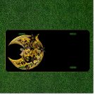 Custom Personalized License Plate Tag With Stunning Yellow Mask Moon Add Names