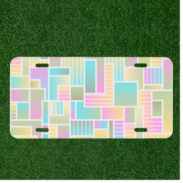 Custom Personalized Car License Plate With Color Blocks Abstract Background