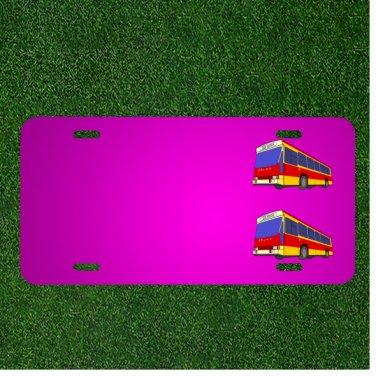 Custom Personalized Car License Plate With Add Names To Red Blue Yellow Bus