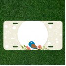 Creative License Plate Auto Tag With Blue Bird And Pink Flowers Add Names