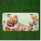 Custom Personalized License Plate Tag With Stunning Baby Chicken And Rabbits