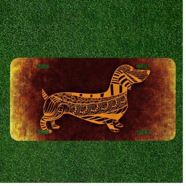 Custom Personalized License Plate Auto Tag With Fancy Cute Dog Design