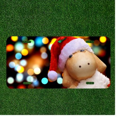 Custom Personalized License Plate Auto Tag With Santa Claus Pig Design