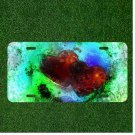 Custom Personalized License Plate Auto Tag With Two Red Hearts Paint Splash