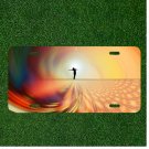 Custom Personalized License Plate Tag With Colorful Swirl With Women In Light